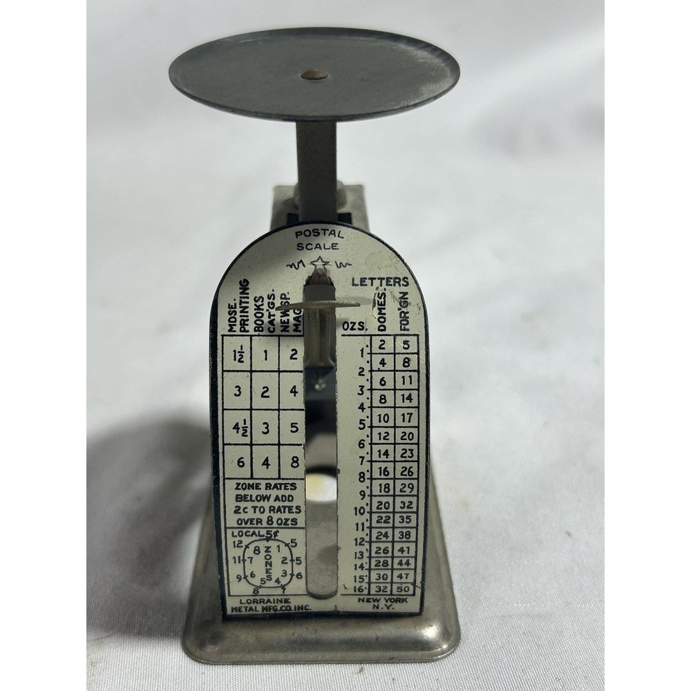 Vintage Lorraine Metal Mfg Postal Scale 1930-40s Postage Scale